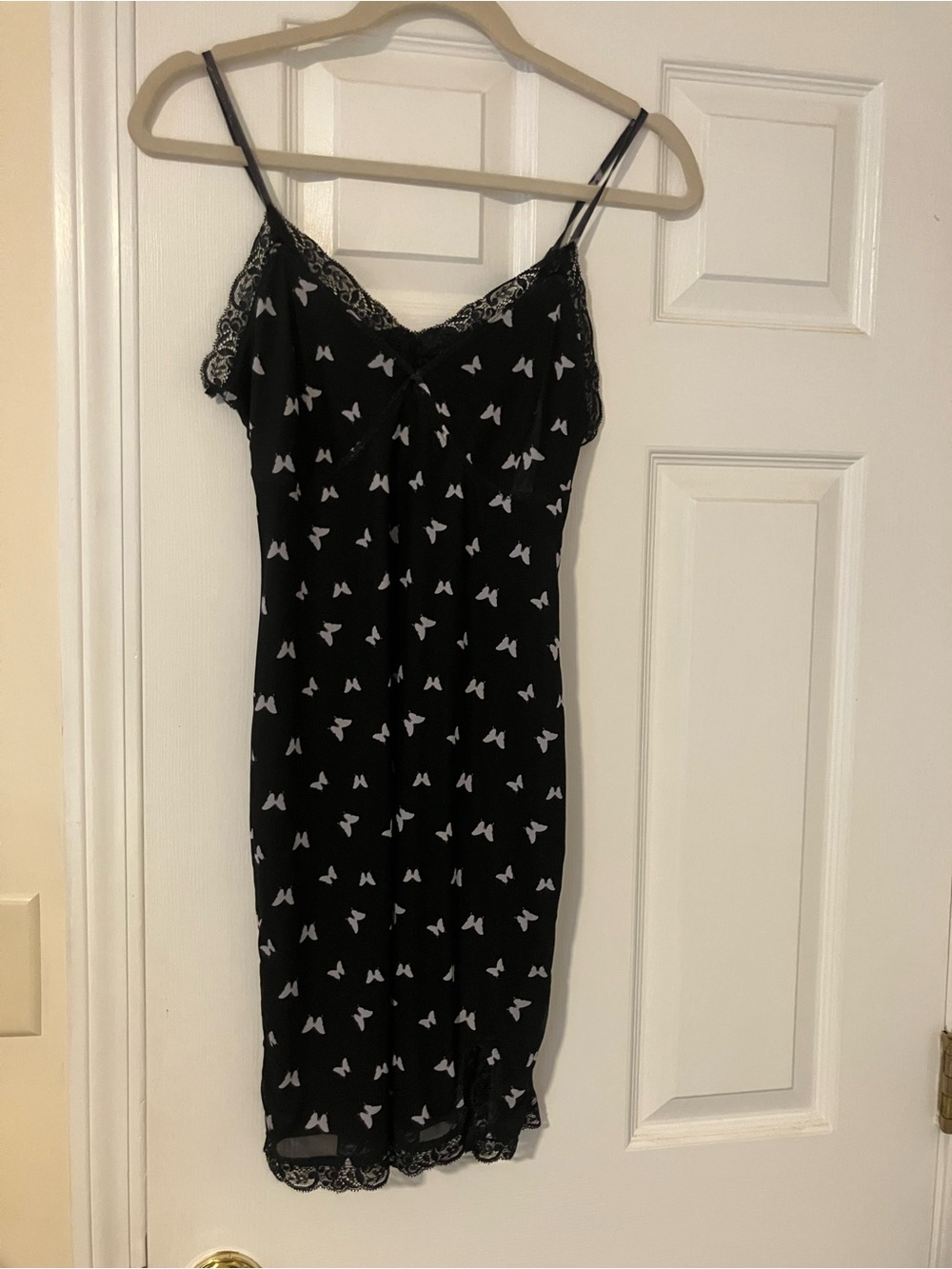 wild fable Black Slip Dress with White Butterfly Print